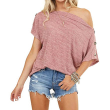 Load image into Gallery viewer, Women's Off Shoulder Button Down Short Sleeve Shirt
