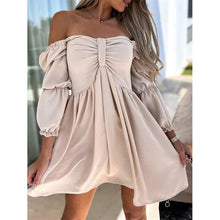 Load image into Gallery viewer, Women's Off Shoulder Casual Puff Sleeve Dress
