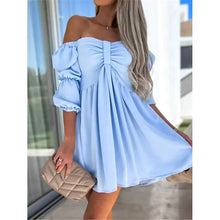 Load image into Gallery viewer, Women's Off Shoulder Casual Puff Sleeve Dress
