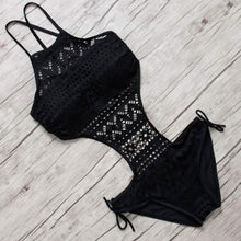 Load image into Gallery viewer, Women's One-Piece Bikini Solid Crochet Swimsuit
