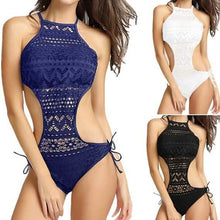 Load image into Gallery viewer, Women's One-Piece Bikini Solid Crochet Swimsuit
