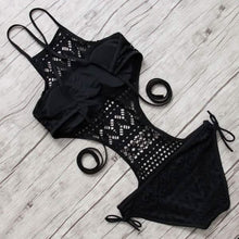Load image into Gallery viewer, Women's One-Piece Bikini Solid Crochet Swimsuit
