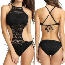 Load image into Gallery viewer, Women's One-Piece Bikini Solid Crochet Swimsuit
