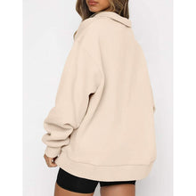Load image into Gallery viewer, Womens Oversized Half Zip Pullover Long Sleeve Sweatshirt
