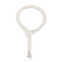 将图片加载到图库查看器，Women's Elegant Multi-Layered Faux Pearl Necklace, Boho Tassel Pendant, Dual-Strand Jewelry
