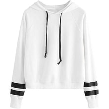将图片加载到图库查看器，Women's Pullover Fleece Drop Shoulder Striped Hoodie
