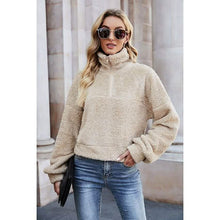 Load image into Gallery viewer, Women's Pullover Plain Quarter Zip Sweatshirt
