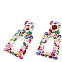 将图片加载到图库查看器，Women's Rhinestone Rectangle Drop Earrings
