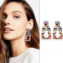 将图片加载到图库查看器，Women's Rhinestone Rectangle Drop Earrings
