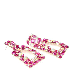 将图片加载到图库查看器，Women's Rhinestone Rectangle Drop Earrings
