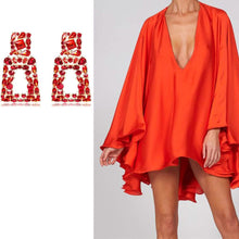 将图片加载到图库查看器，Women's Rhinestone Rectangle Drop Earrings
