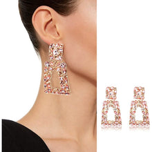 将图片加载到图库查看器，Women's Rhinestone Rectangle Drop Earrings
