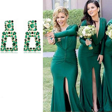 将图片加载到图库查看器，Women's Rhinestone Rectangle Drop Earrings
