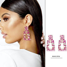 将图片加载到图库查看器，Women's Rhinestone Rectangle Drop Earrings
