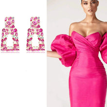 将图片加载到图库查看器，Women's Rhinestone Rectangle Drop Earrings
