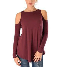 将图片加载到图库查看器，Women's Ribbed Cold-Shoulder Long-Sleeve Top - Assorted Sizes

