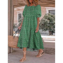 Load image into Gallery viewer, Women's Ruffled Patchwork Print Midi Dress
