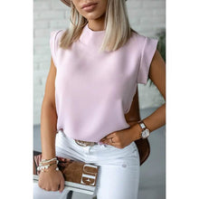 将图片加载到图库查看器，Women's Solid Color Patchwork Stand Collar Top
