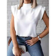 将图片加载到图库查看器，Women's Solid Color Patchwork Stand Collar Top
