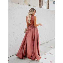 Load image into Gallery viewer, Women's Solid Color Slit Tie Maxi Dress
