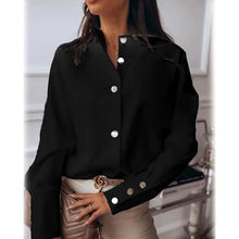 将图片加载到图库查看器，Women's Solid Colored Long Sleeve Button Standing Collar Basic Tops
