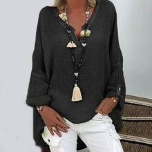 将图片加载到图库查看器，Women's Solid Colored Long Sleeve Button V Neck Basic Top
