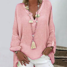 将图片加载到图库查看器，Women's Solid Colored Long Sleeve Button V Neck Basic Top
