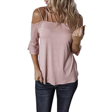 Load image into Gallery viewer, Womens Spaghetti Straps Cold Shoulder Shirts
