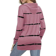 将图片加载到图库查看器，Women's Striped Printed Long Sleeve Drawstring Pullover Hoodie
