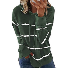 将图片加载到图库查看器，Women's Striped Printed Long Sleeve Drawstring Pullover Hoodie
