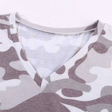 Load image into Gallery viewer, Women's Summer Camo V Neck Short Sleeve Tee Shirts Casual Loose Blouse Tops
