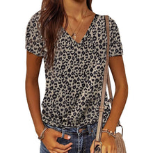 Load image into Gallery viewer, Women's Summer Camo V Neck Short Sleeve Tee Shirts Casual Loose Blouse Tops
