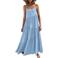 Load image into Gallery viewer, Women's Summer Casual Loose Sleeveless Spaghetti Strap Asymmetric Tiered Beach Maxi Long Dress
