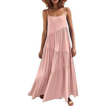 Load image into Gallery viewer, Women's Summer Casual Loose Sleeveless Spaghetti Strap Asymmetric Tiered Beach Maxi Long Dress
