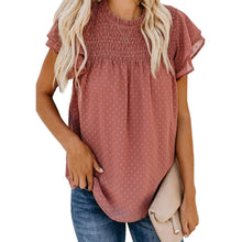 Load image into Gallery viewer, Women's Summer Cute Crewneck Lace Crochet Chiffon Blouse
