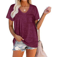 Load image into Gallery viewer, Women's Summer Short Sleeve Crew Neck Pocket Top
