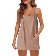 Load image into Gallery viewer, Womens Summer Sleeveless Mini Dress V Neck Spaghetti Strap with Pockets

