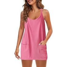 Load image into Gallery viewer, Womens Summer Sleeveless Mini Dress V Neck Spaghetti Strap with Pockets
