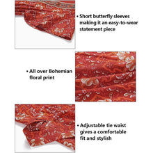 Load image into Gallery viewer, Women's Summer Wrap V Neck Bohemian Floral Print Mini Dress
