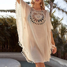 Load image into Gallery viewer, Women's Swimwear Cover Up Beach Dress Tassel Printing Hole
