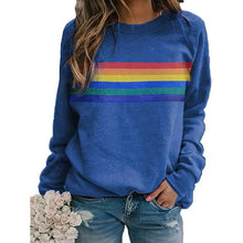 Load image into Gallery viewer, Women's T shirt Rainbow Graphic Long Sleeve Round Neck Tops
