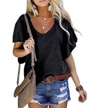 将图片加载到图库查看器，Women's T-Shirt Solid V-Neck Basic Casual Top
