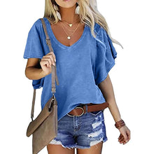 将图片加载到图库查看器，Women's T-Shirt Solid V-Neck Basic Casual Top
