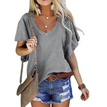 将图片加载到图库查看器，Women's T-Shirt Solid V-Neck Basic Casual Top
