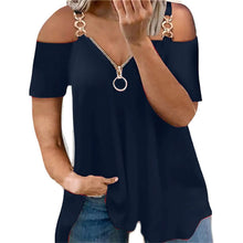 Load image into Gallery viewer, Women's Tailored Zip Crew Neck Plus Size Top
