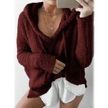 将图片加载到图库查看器，Women's Teddy Coat Plain Daily Basic Loose Hoodie

