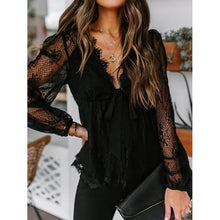 Load image into Gallery viewer, Women's Tunic Blouse Eyelet Top V Neck Tops
