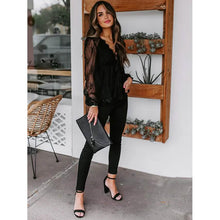 Load image into Gallery viewer, Women's Tunic Blouse Eyelet Top V Neck Tops
