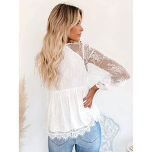 Load image into Gallery viewer, Women's Tunic Blouse Eyelet Top V Neck Tops
