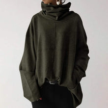 将图片加载到图库查看器，Women's Turtleneck Wide Sleeves Solid Loose Pullover Sweatshirt
